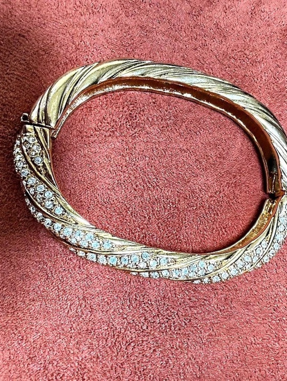 Swarovski Twist Pavé Intertwined Double Row Bangle Two-Tone Rhinestone Cuff